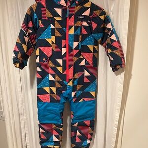 Patagonia Kids Geometric Snowsuit in Navy, Pink & Teal
